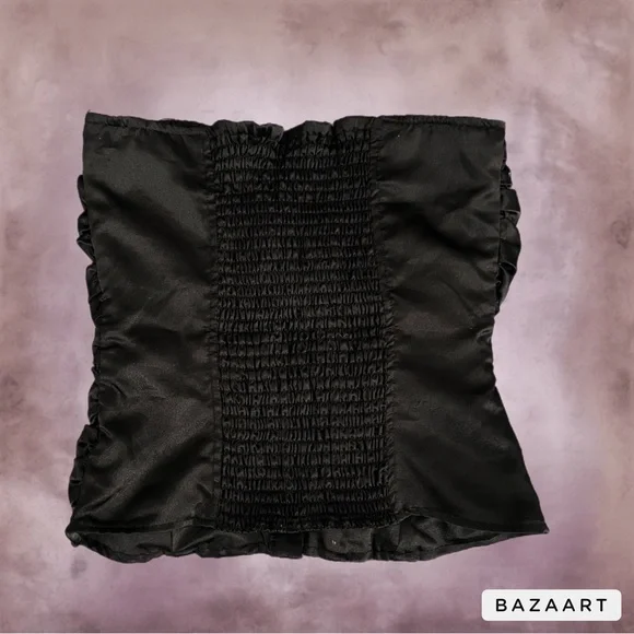silk satin cropped ruche corset top - Picture 2 of 3